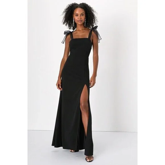 lulus black tie dresses Lulus | Dresses | Lulus Beloved Elegance Black Tiestrap Mermaid Maxi Dress  Size L
